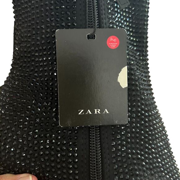 NWT ZARA Women’s Black Rhinestone Heeled Ankle Boots Size 8.5 US 38-39 EU - Picture 16 of 16